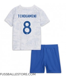 Günstige Frankreich Aurelien Tchouameni #8 Auswärts Trikotsatzt Kinder WM 2022 Kurzarm (+ Kurze Hosen)